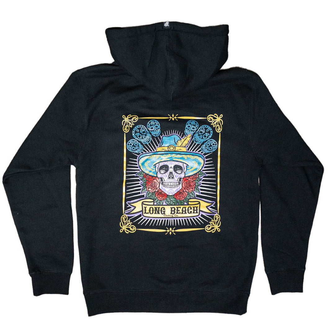 Sombrero Skull Men's Black Zip Up Hoodie