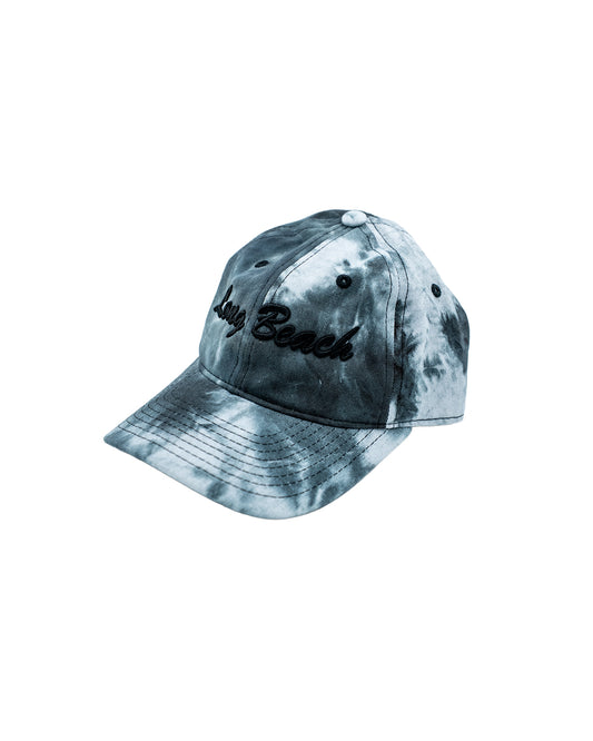 Cursive Long Beach Black Tie Dye Unstructured Dad Hat