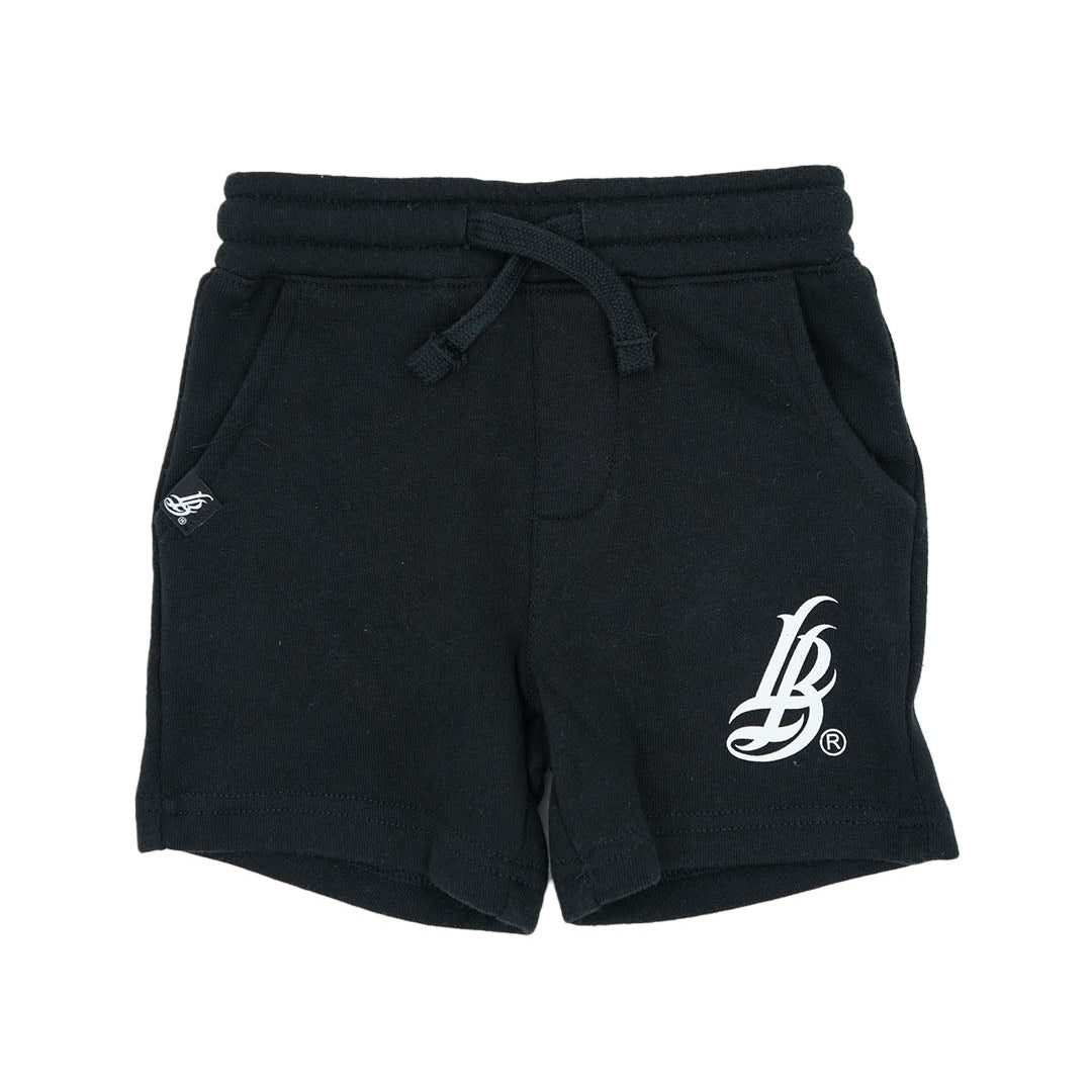 Toddler's Black Cursive LB Fleece Shorts