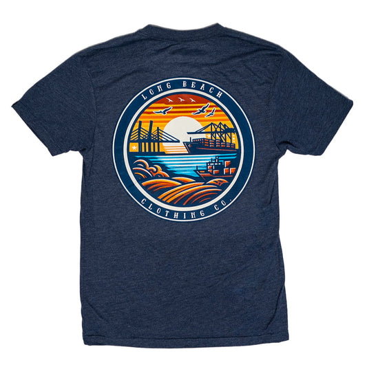 ADULT Sunset Port Navy Triblend T-Shirt