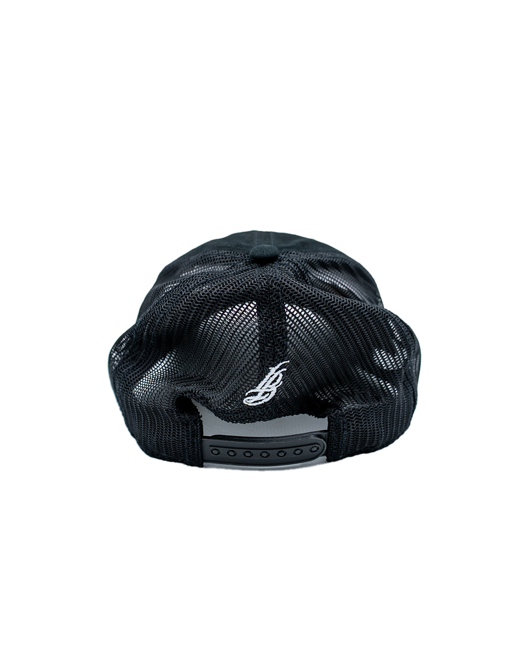 Cursive LB Black Unstructured Trucker Dad Hat