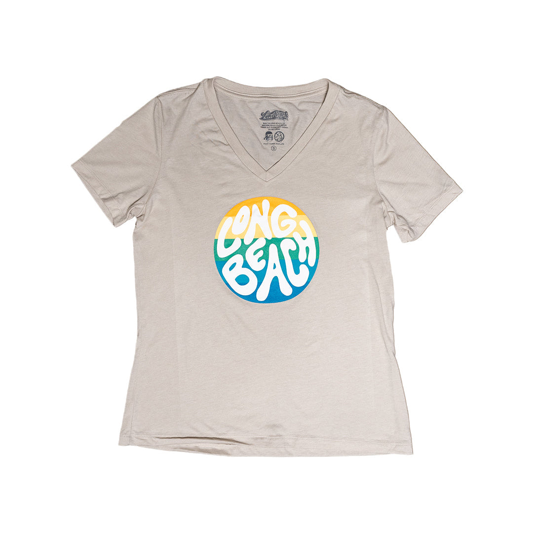 Long Beach Beach Vibes Women's Heather Dust V-Neck T-Shirt