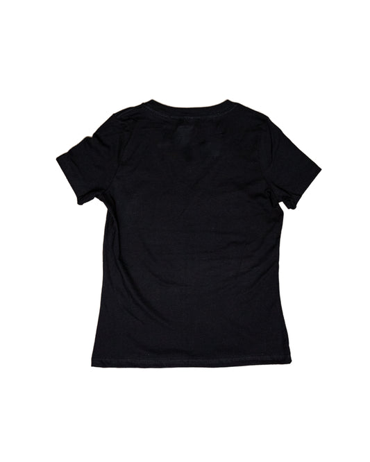 Embroidered Women's Black V-Neck T-Shirt