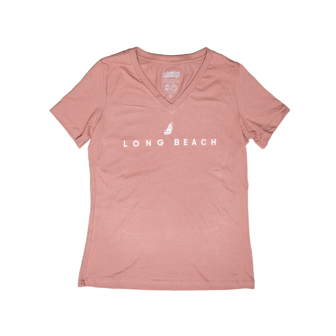 Embroidered Women's Mauve V-Neck T-Shirt