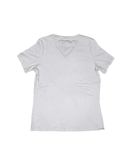 Embroidered Women's Silver V-Neck T-Shirt