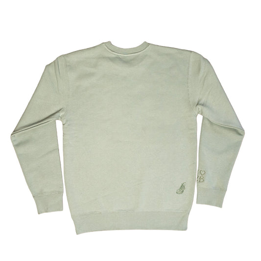 I Heart LB Embroidered Women's Oversized Sage Crewneck Sweater