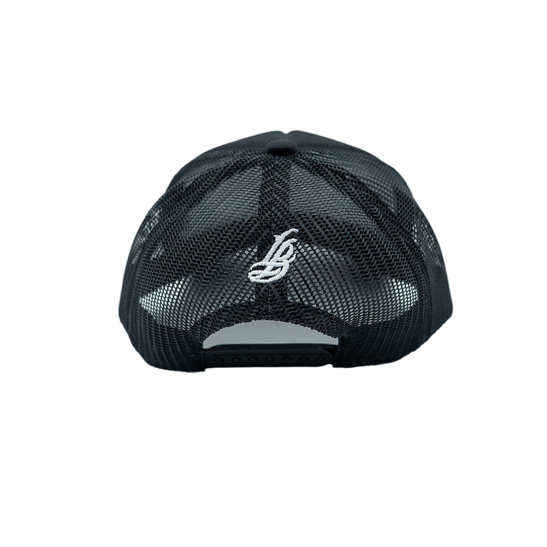Long Beach Black Foam Trucker Hat (Curved Brim)