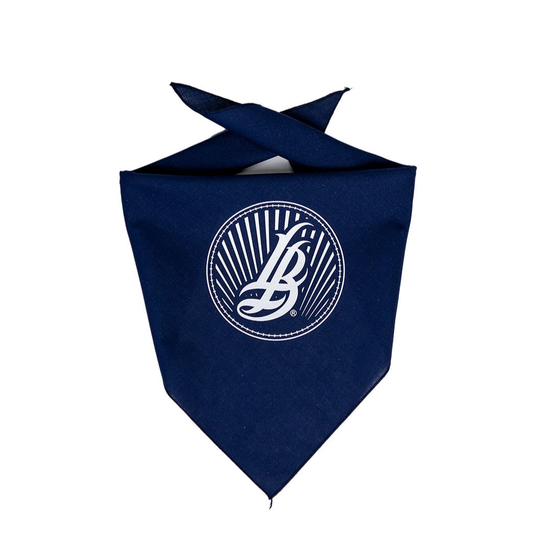 Cursive LB sunset Navy Dog Bandana
