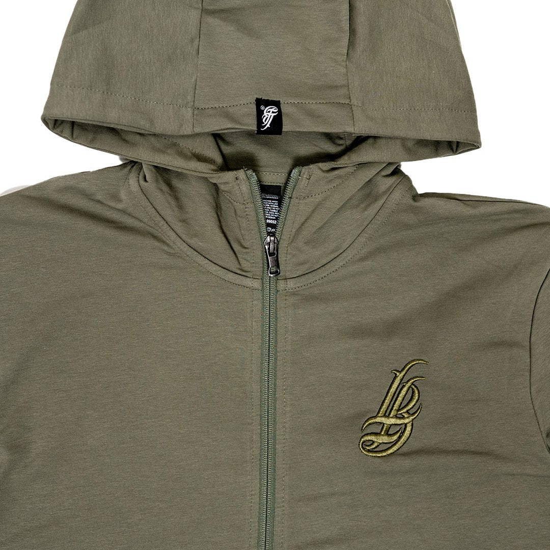 Cursive LB Men's Pine Green Perform Zip Up Hoodie