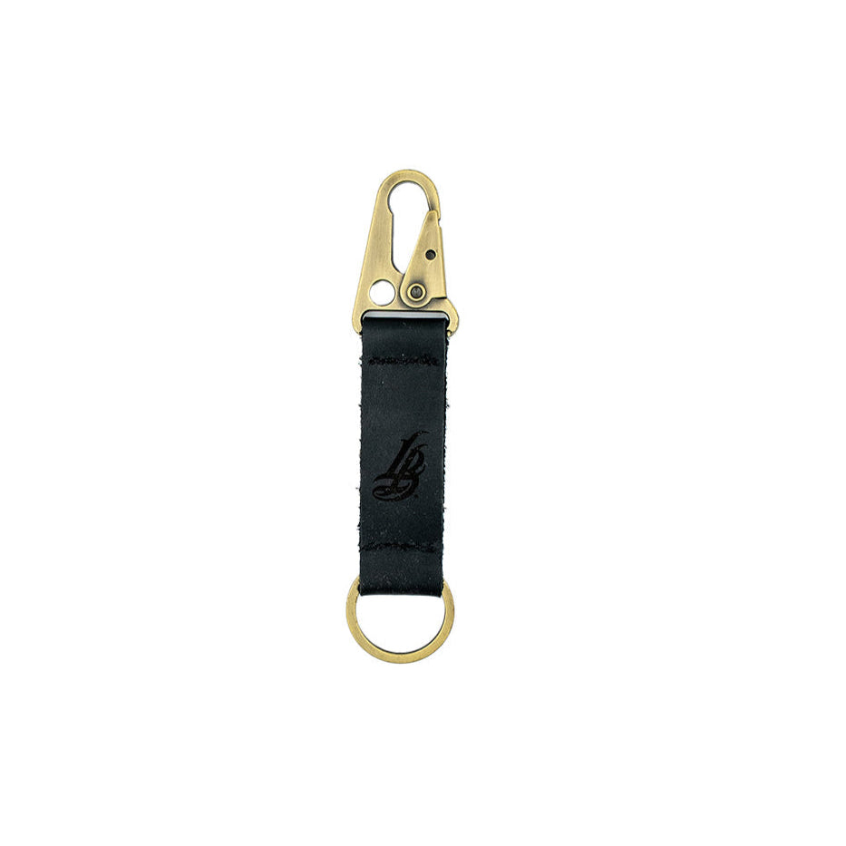 Black Leather Carabiner Keychain