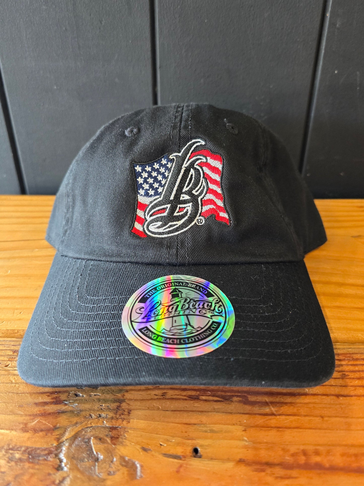Americana Cursive LB Unstructured Black Dad Hat
