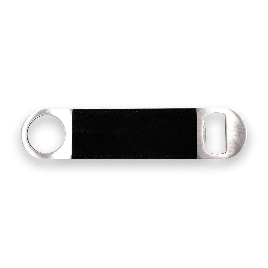 Cursive LB Black Faux Leather Paddle Bottle Opener