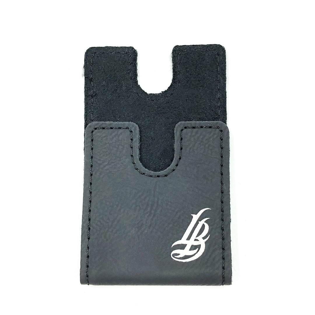 Cursive LB Large Black Faux Leather Money Clip