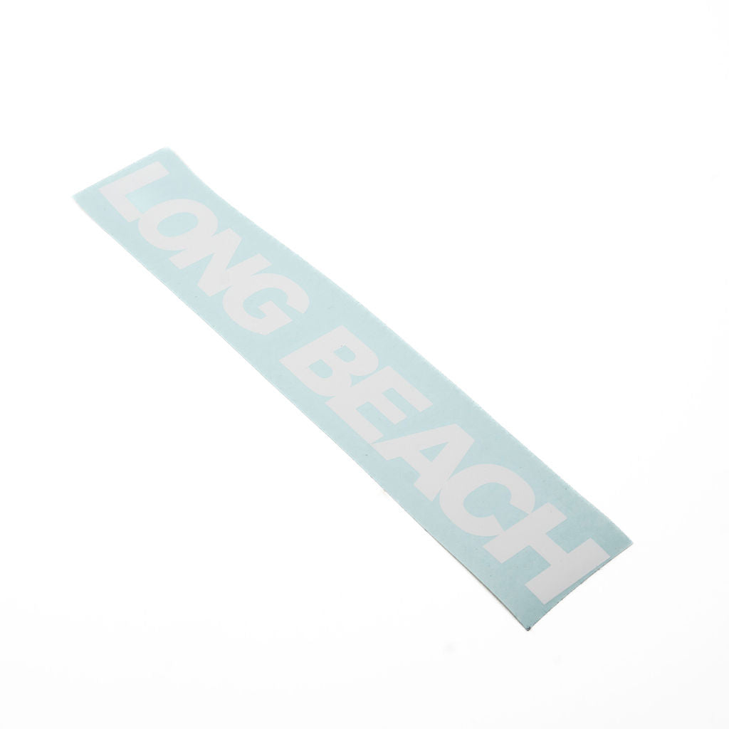 12" Long Beach Block Letter White Vinyl Sticker