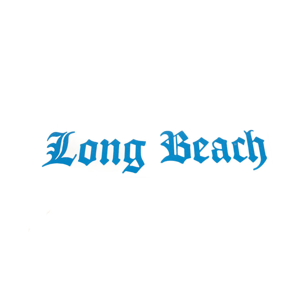 5" Old English Long Beach Blue Vinyl Sticker