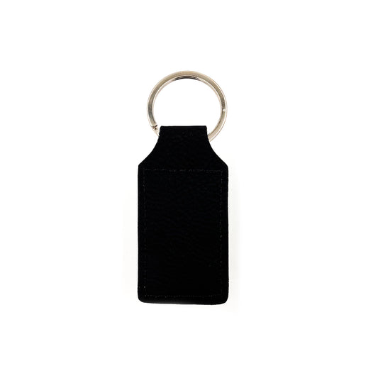 Cursive LB Black Faux Leather Keychain
