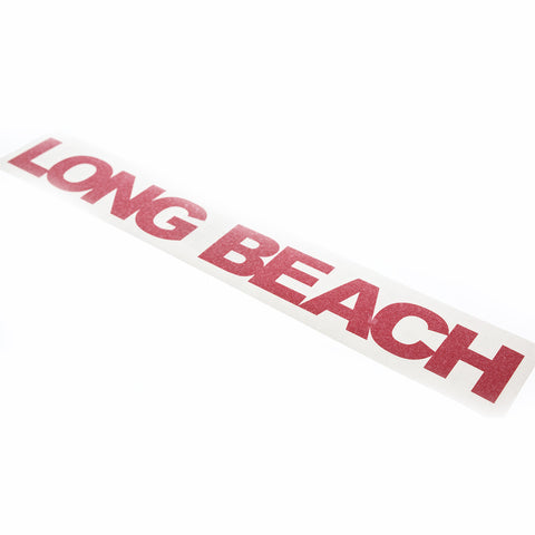 12" Long Beach Block Letter Red Vinyl Sticker