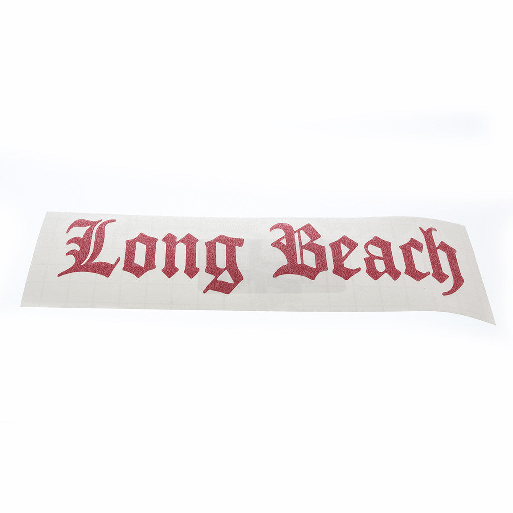 5" Old English Long Beach Red Vinyl Sticker