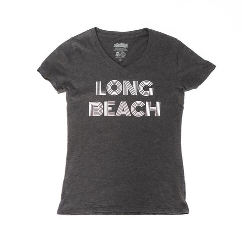 Monoton Long Beach Women's Charcoal V-Neck Shirt