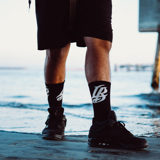 Cursive LB Black Long Beach Socks