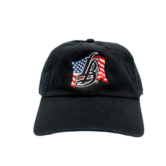 Americana Cursive LB Unstructured Black Dad Hat