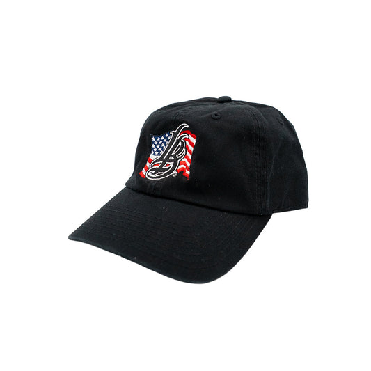 Americana Cursive LB Unstructured Black Dad Hat