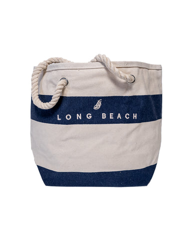 Embroidered Cotton Striped Tote Bag