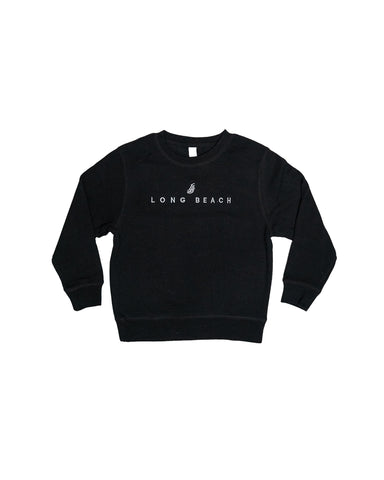 Youth Embroidered Black Crew Neck Sweater