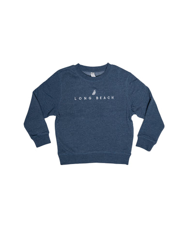 Youth Embroidered Storm Blue Crew Neck Sweater