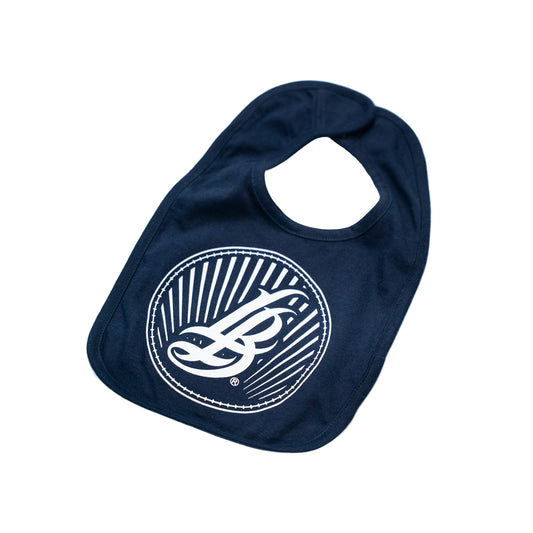 Cursive LB Sunset Navy Bib