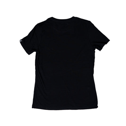 Embroidered Collar Women's Black Relaxed T-Shirt