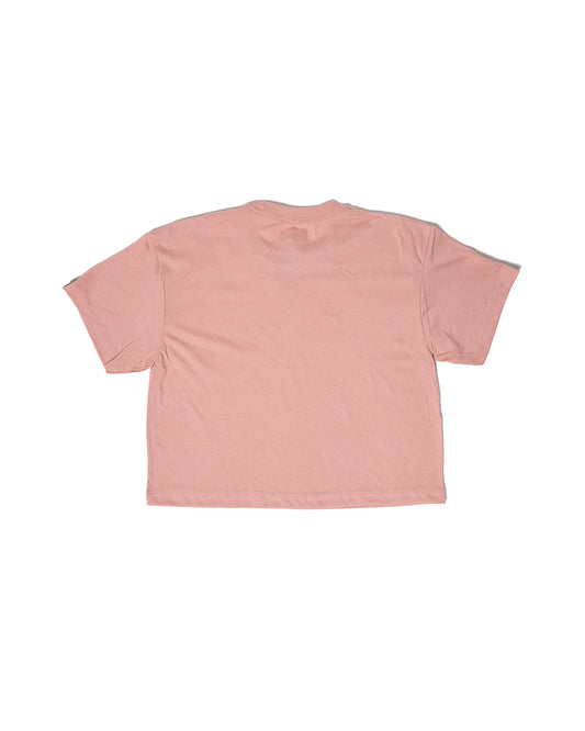 Embroidered Collar Women's Desert Pink Crop Top T-Shirt