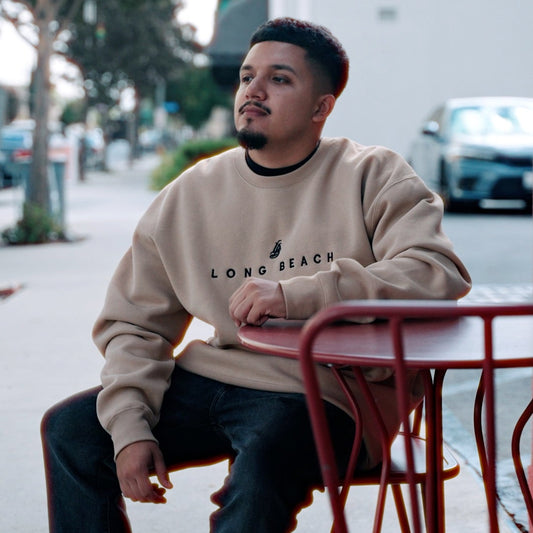 Men's Embroidered Sandstone Crew Neck Sweater