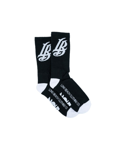 Cursive LB Black Long Beach Socks