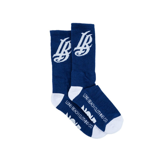 Cursive LB Navy Long Beach Socks