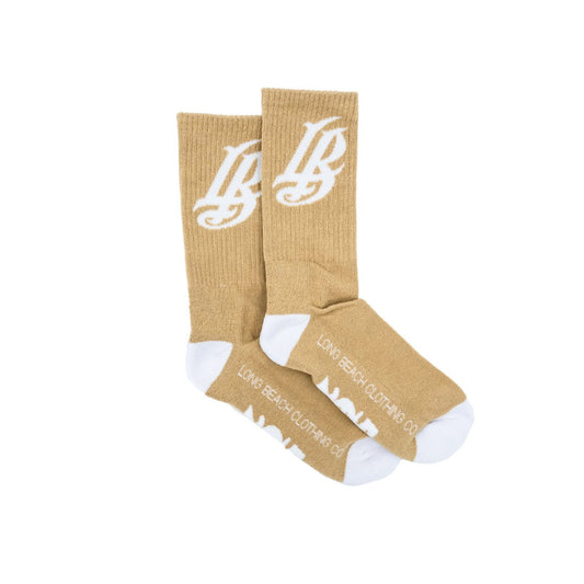 Cursive LB Sandstone Long Beach Socks