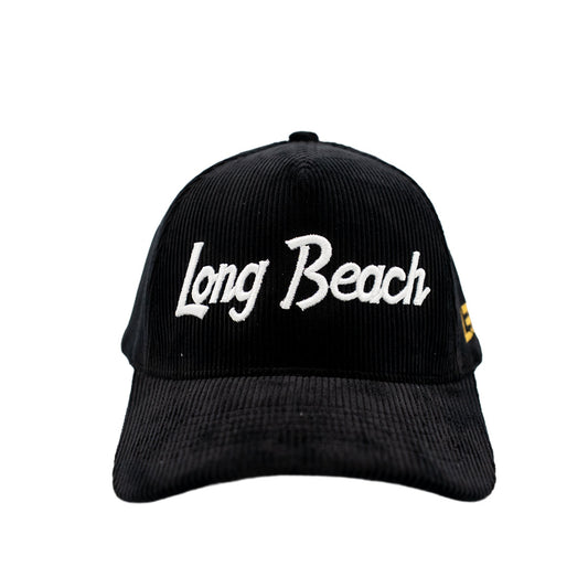 Corduroy LB Vintage Script Black Snapback- LBC Brand