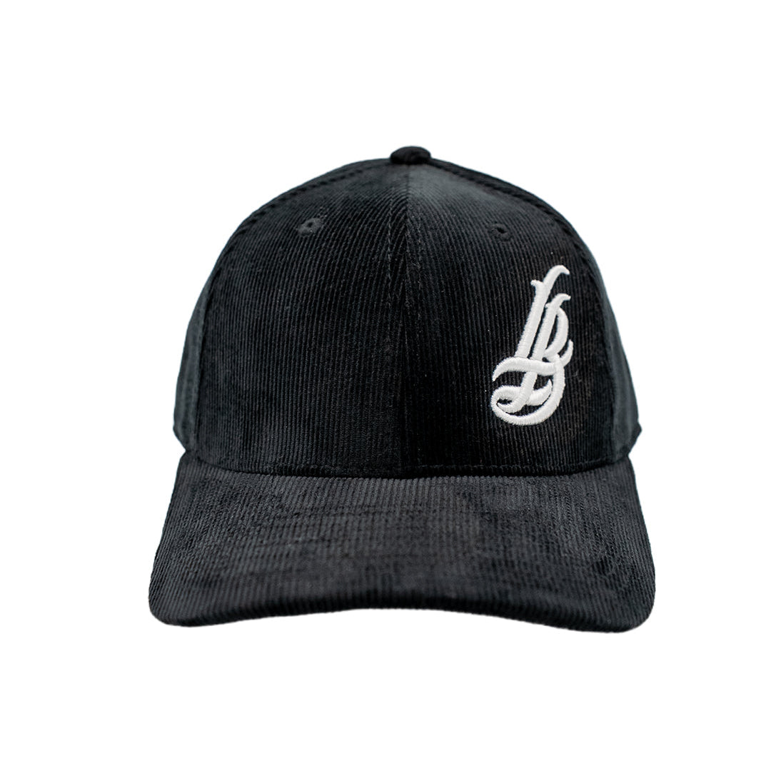 Cursive LB Black Corduroy Baseball Hat
