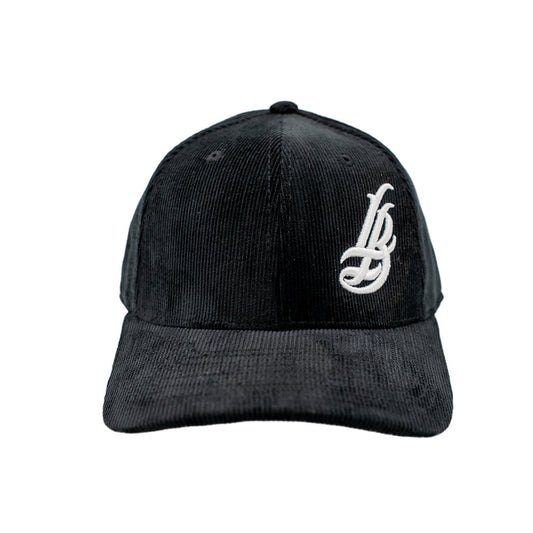 Cursive LB Black Corduroy Baseball Hat