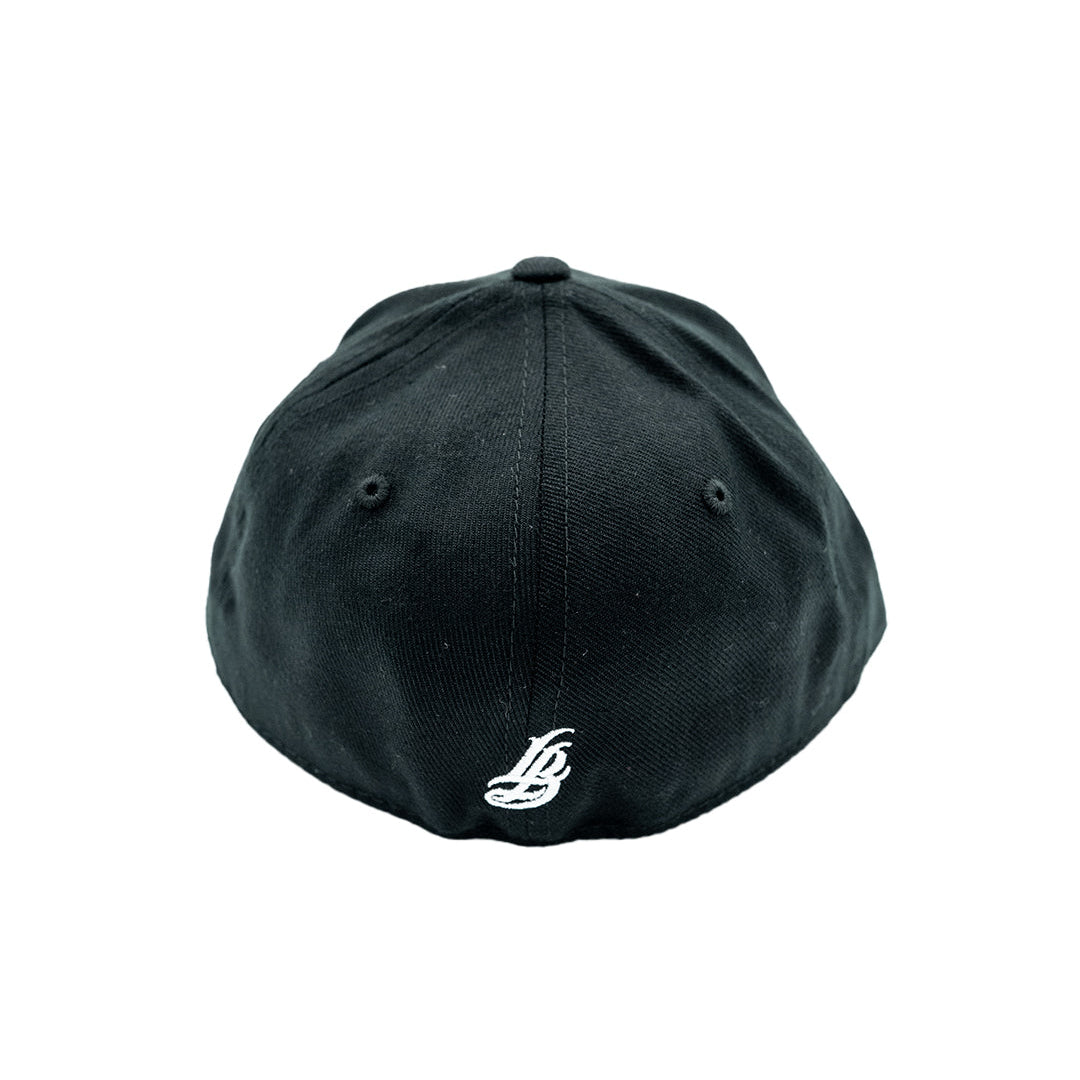 Cursive LB Black Fitted Baseball Hat