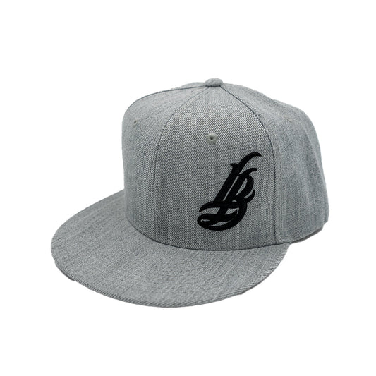 Cursive LB Black On Heather Grey Snapback