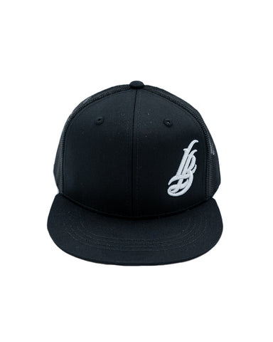 Cursive LB Black Youth Trucker Snapback