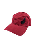 Cursive LB Black On Cardinal Unstructured Dad Hat