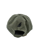 Cursive LB Black On Military Green Unstructured Dad Hat