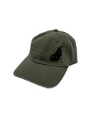 Cursive LB Black On Military Green Unstructured Dad Hat