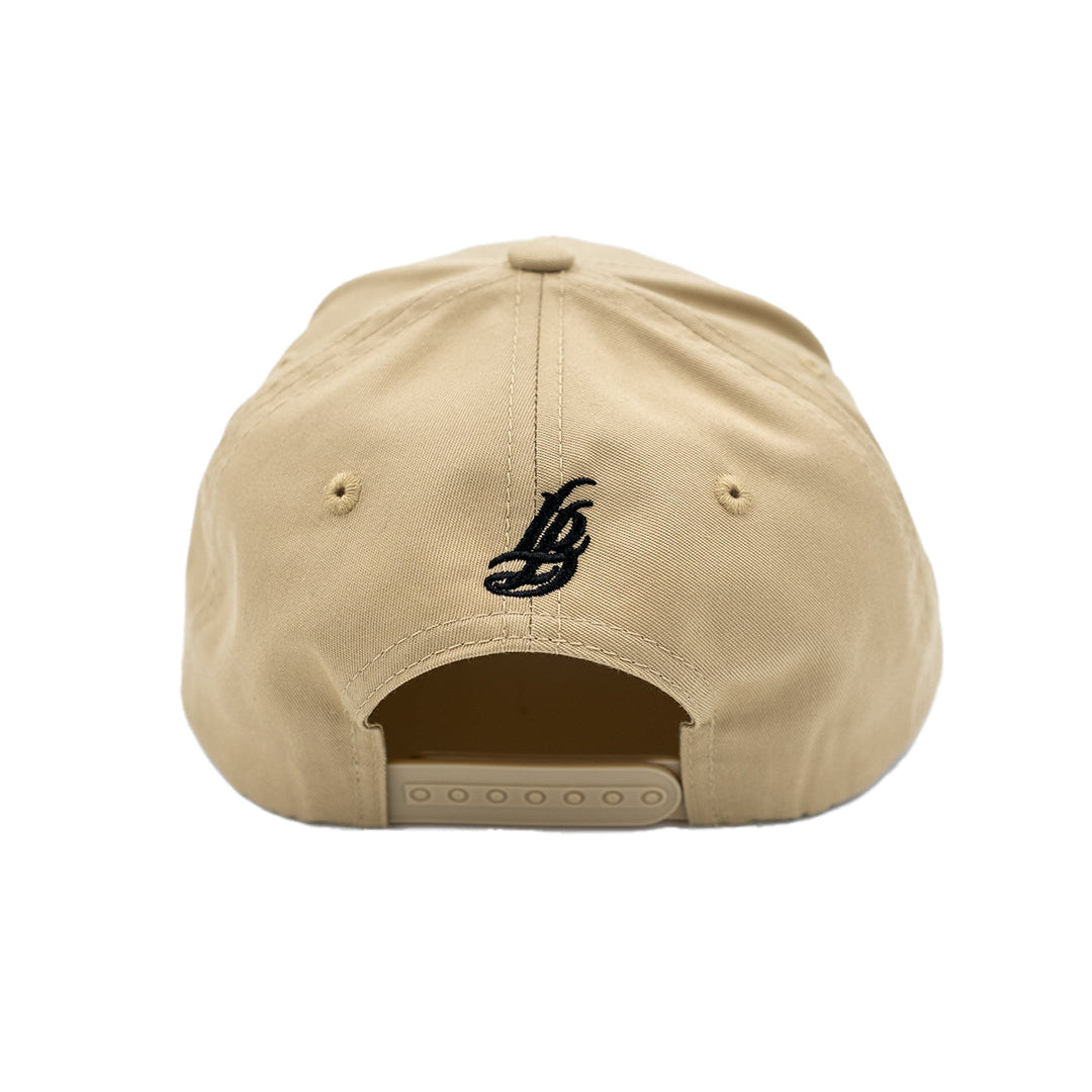 Cursive LB Black on Sandstone Baseball Snapback