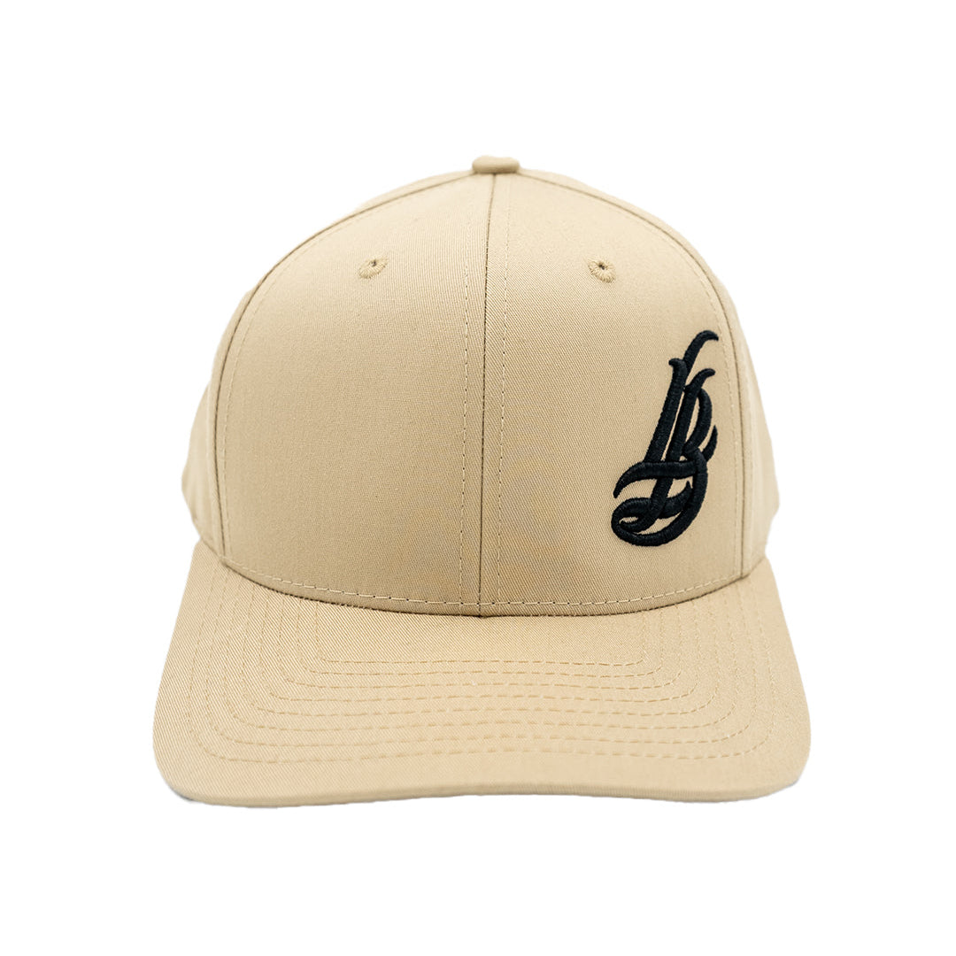 Cursive LB Black on Sandstone Baseball Snapback