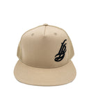 Cursive LB Black on Sandstone Trucker Hat