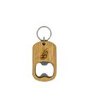 Cursive LB Bottle Opener Wood Keychain