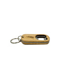 Cursive LB Bottle Opener Wood Keychain